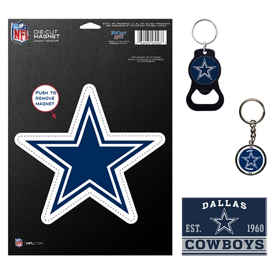 WinCraft Dallas Cowboys 4-Pack Key Rings and Magnets Set