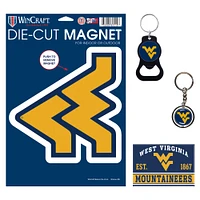 WinCraft West Virginia Mountaineers 4-Pack Key Rings and Magnets Set