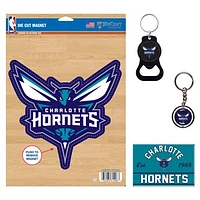 WinCraft Charlotte Hornets 4-Pack Key Rings and Magnets Set