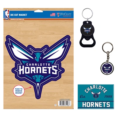 WinCraft Charlotte Hornets 4-Pack Key Rings and Magnets Set