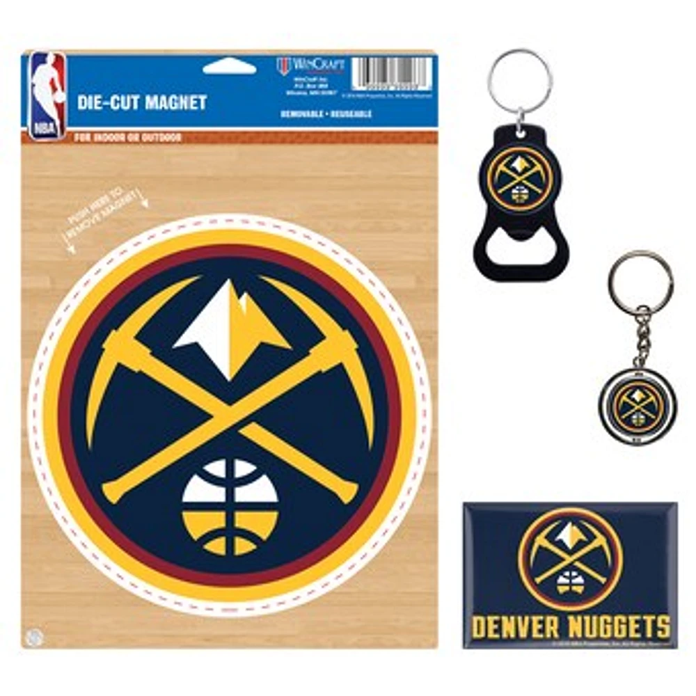 WinCraft Denver Nuggets 4-Pack Key Rings and Magnets Set