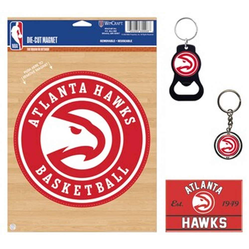 WinCraft Atlanta Hawks 4-Pack Key Rings and Magnets Set