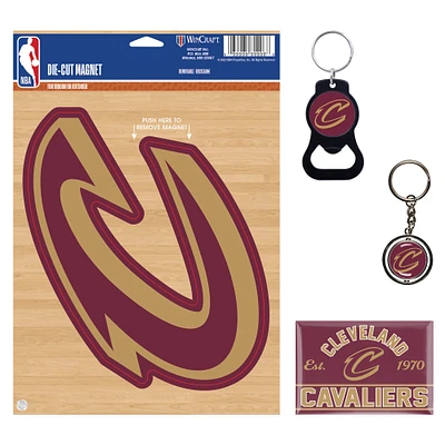 WinCraft Cleveland Cavaliers 4-Pack Key Rings and Magnets Set