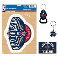 WinCraft New Orleans Pelicans 4-Pack Key Rings and Magnets Set