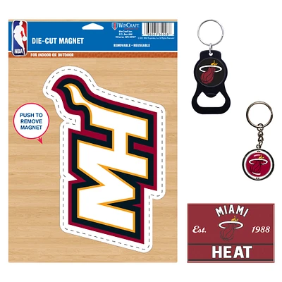 WinCraft Miami Heat 4-Pack Key Rings and Magnets Set