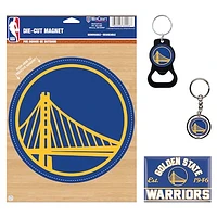 WinCraft Golden State Warriors 4-Pack Key Rings and Magnets Set