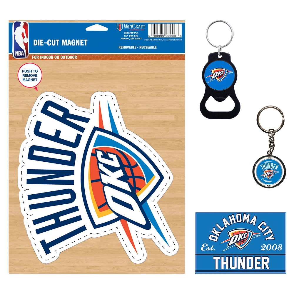 WinCraft Oklahoma City Thunder 4-Pack Key Rings and Magnets Set