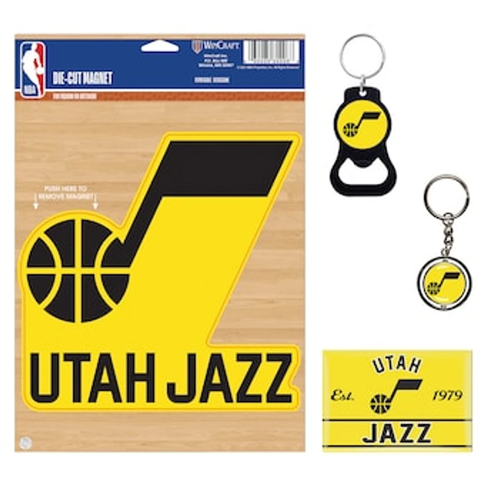 WinCraft Utah Jazz 4-Pack Key Rings and Magnets Set