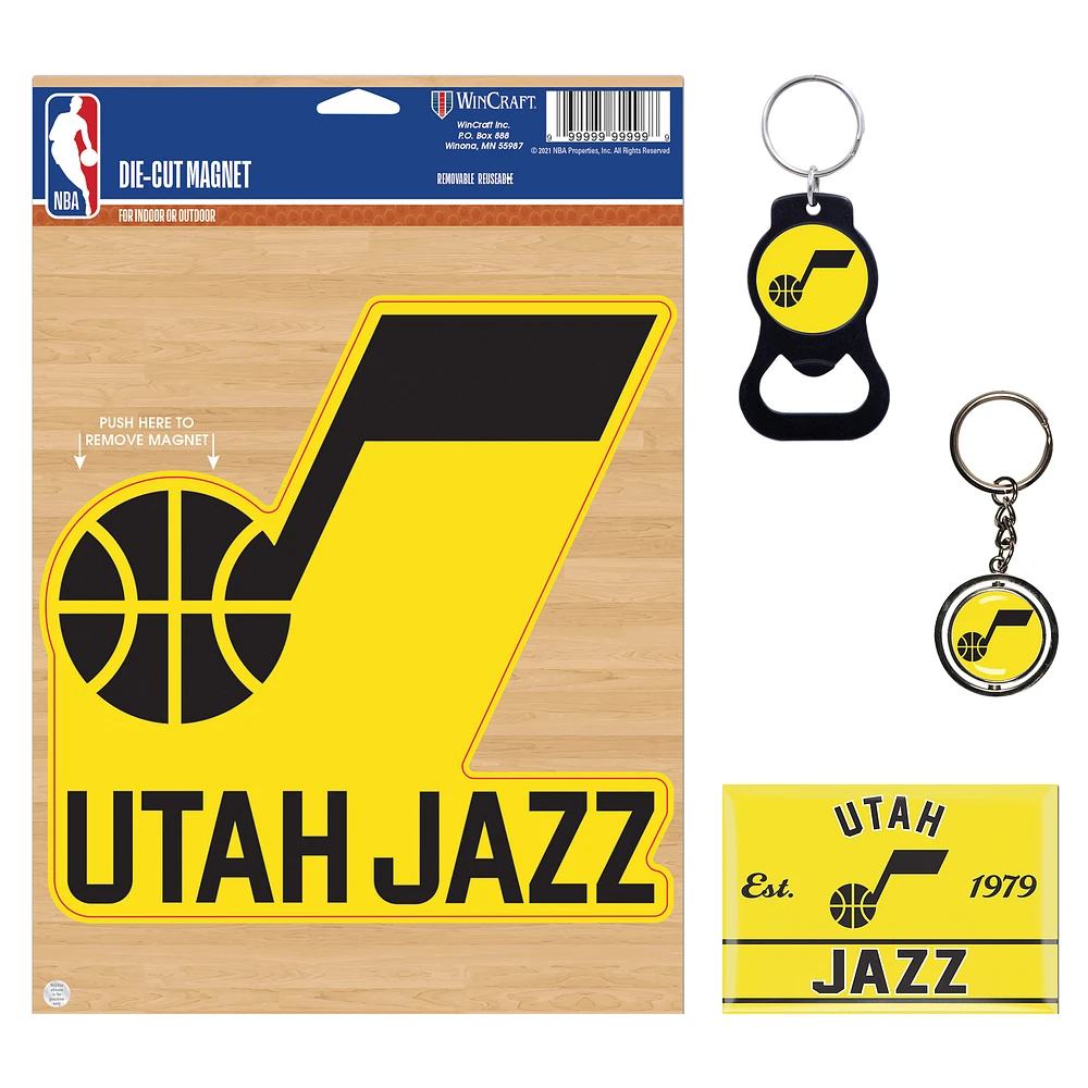 WinCraft Utah Jazz 4-Pack Key Rings and Magnets Set