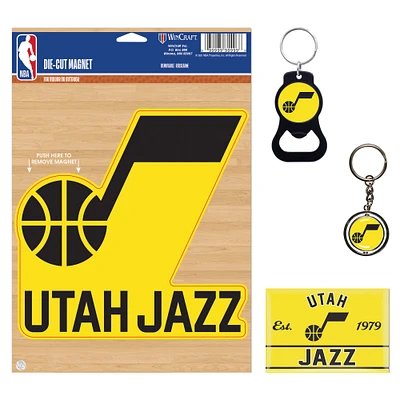 WinCraft Utah Jazz 4-Pack Key Rings and Magnets Set