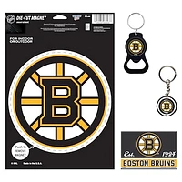 WinCraft Boston Bruins 4-Pack Key Rings and Magnets Set