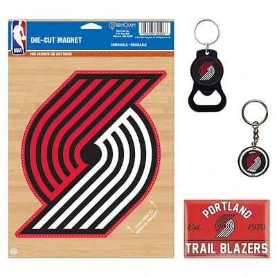 WinCraft Portland Trail Blazers 4-Pack Key Rings and Magnets Set