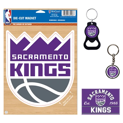 WinCraft Sacramento Kings 4-Pack Key Rings and Magnets Set