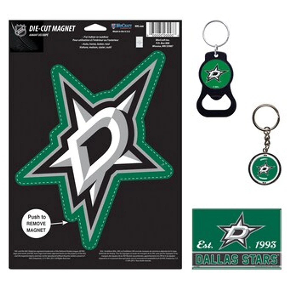 WinCraft Dallas Stars 4-Pack Key Rings and Magnets Set