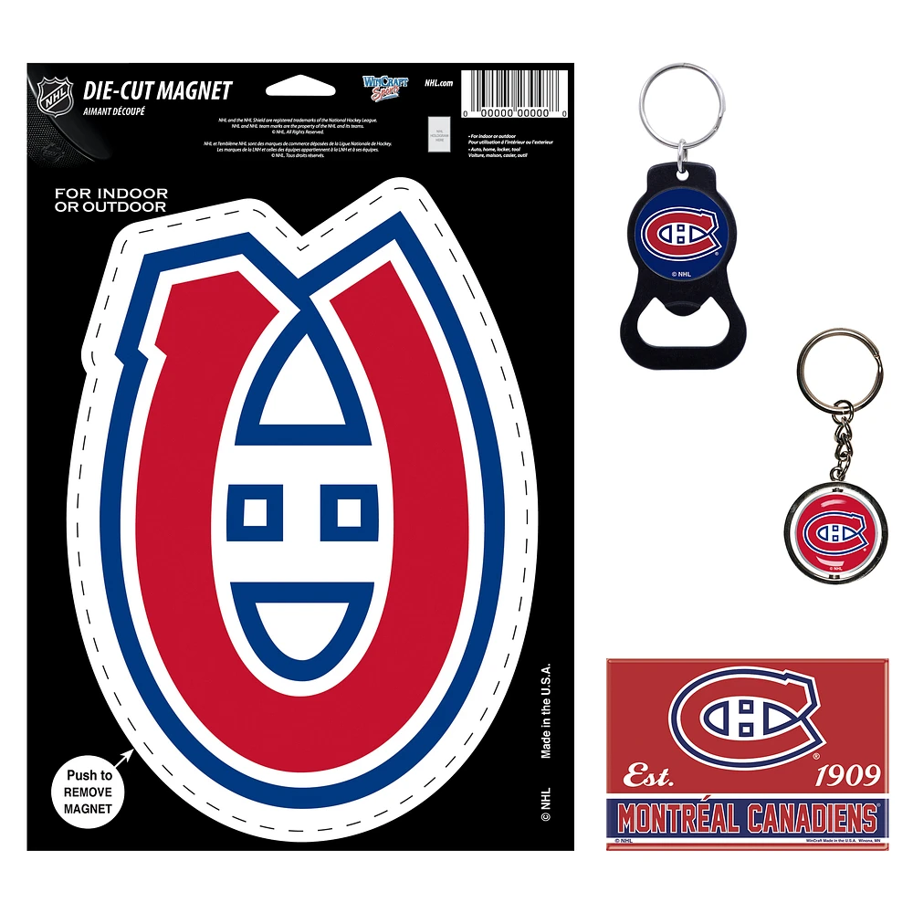 WinCraft Montreal Canadiens 4-Pack Key Rings and Magnets Set