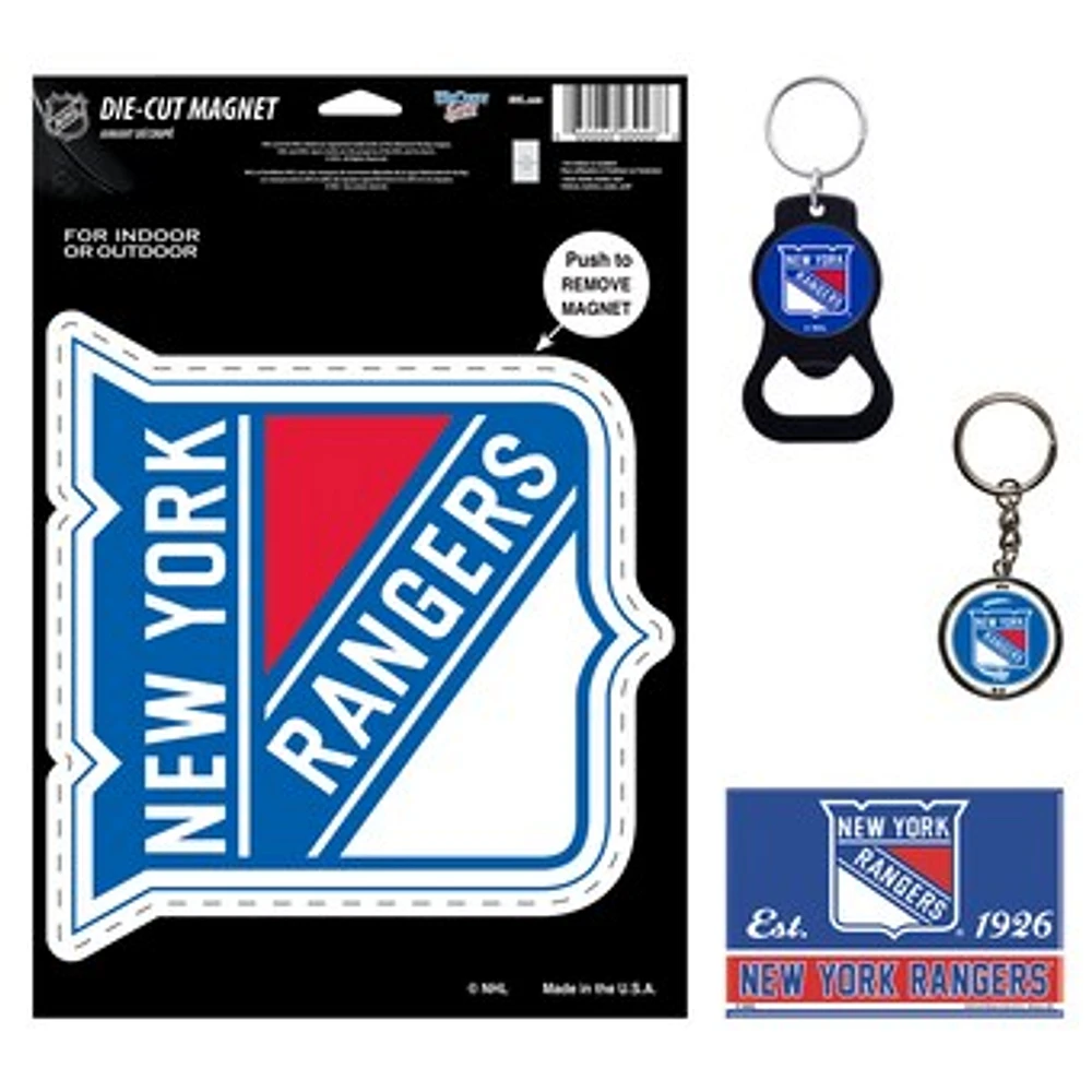 WinCraft New York Rangers 4-Pack Key Rings and Magnets Set