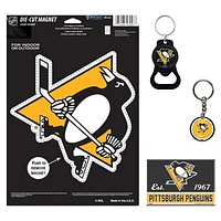 WinCraft Pittsburgh Penguins 4-Pack Key Rings and Magnets Set