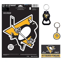 WinCraft Pittsburgh Penguins 4-Pack Key Rings and Magnets Set