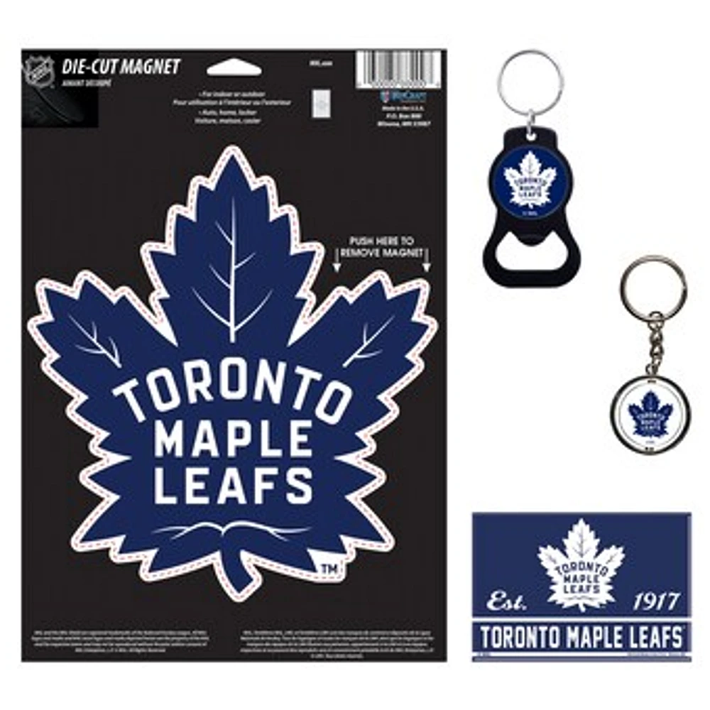 WinCraft Toronto Maple Leafs 4-Pack Key Rings and Magnets Set