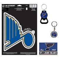 WinCraft St. Louis Blues 4-Pack Key Rings and Magnets Set