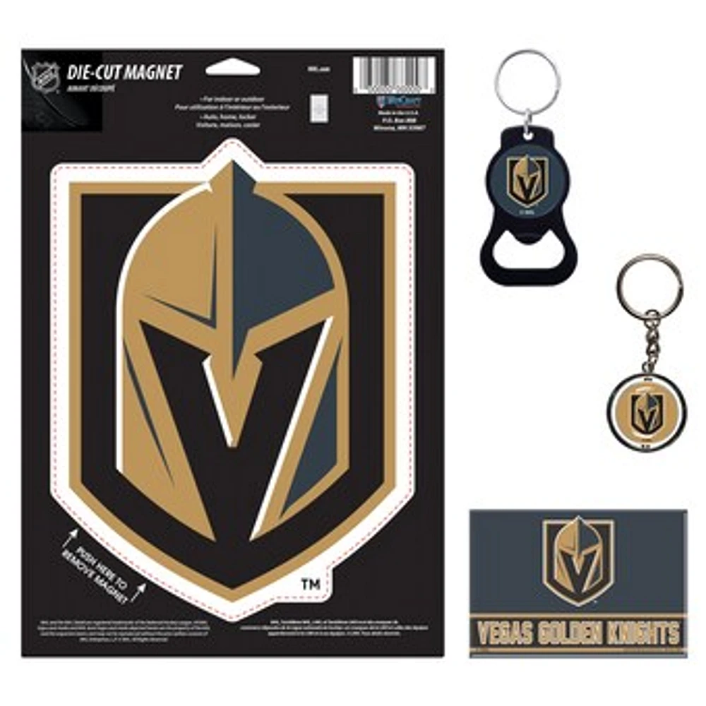 WinCraft Vegas Golden Knights 4-Pack Key Rings and Magnets Set