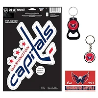 WinCraft Washington Capitals 4-Pack Key Rings and Magnets Set