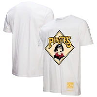 Men's Mitchell & Ness White Pittsburgh Pirates Cooperstown Collection Logo T-Shirt