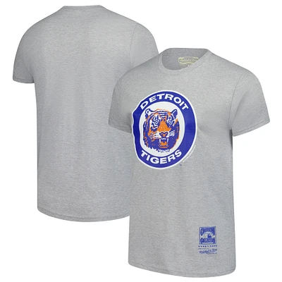 Men's Mitchell & Ness Heather Gray Detroit Tigers Cooperstown Collection Logo T-Shirt