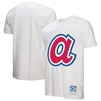 Men's Mitchell & Ness White Atlanta Braves Cooperstown Collection Logo T-Shirt