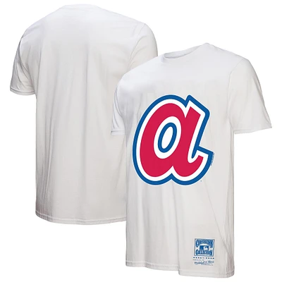 Men's Mitchell & Ness White Atlanta Braves Cooperstown Collection Logo T-Shirt