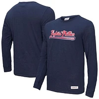 Men's Mitchell & Ness Navy Philadelphia Phillies Wordmark Slub Long Sleeve T-Shirt