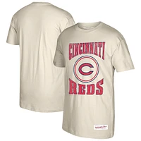 Men's Mitchell & Ness Cream Cincinnati Reds Arched Logo Slub T-Shirt