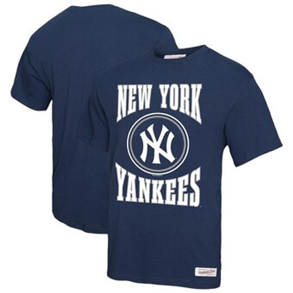 Men's Mitchell & Ness Navy New York Yankees Arched Logo Slub T-Shirt