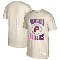 Men's Mitchell & Ness Cream Philadelphia Phillies Arched Logo Slub T-Shirt