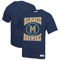 Men's Mitchell & Ness Navy Milwaukee Brewers Arched Logo Slub T-Shirt