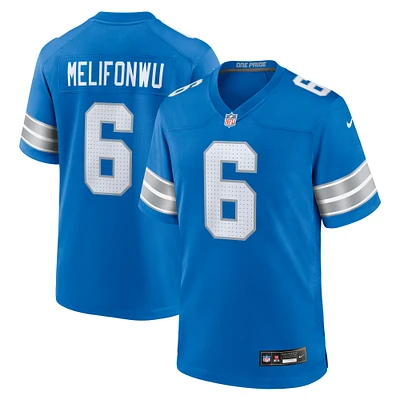 Men's Nike Ifeatu Melifonwu  Blue Detroit Lions Team Game Jersey