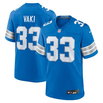 Men's Nike Sione Vaki  Blue Detroit Lions Team Game Jersey