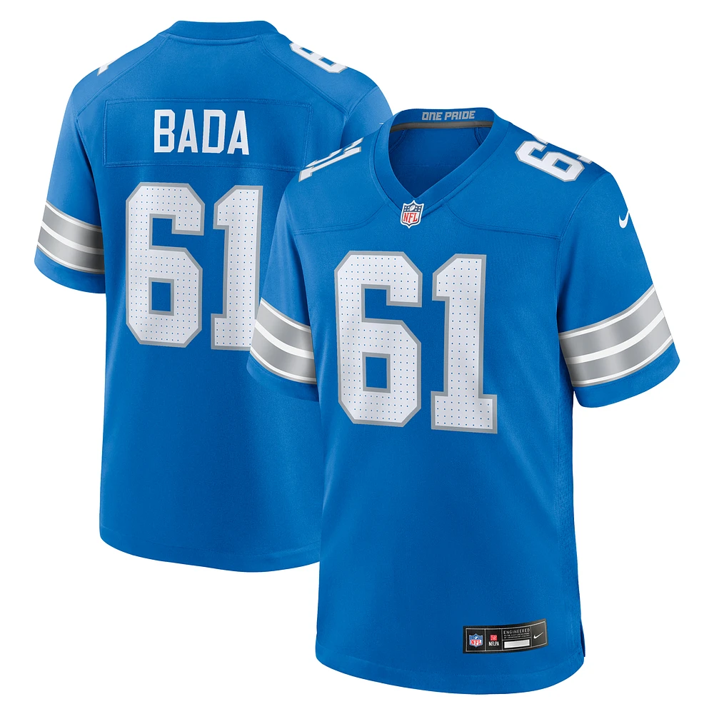 Men's Nike David Bada  Blue Detroit Lions Team Game Jersey