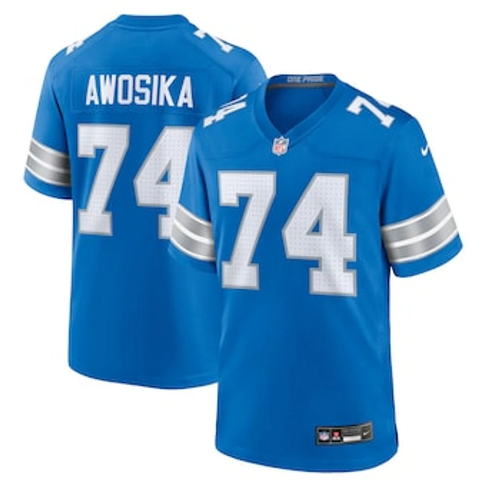 Men's Nike Kayode Awosika  Blue Detroit Lions Team Game Jersey