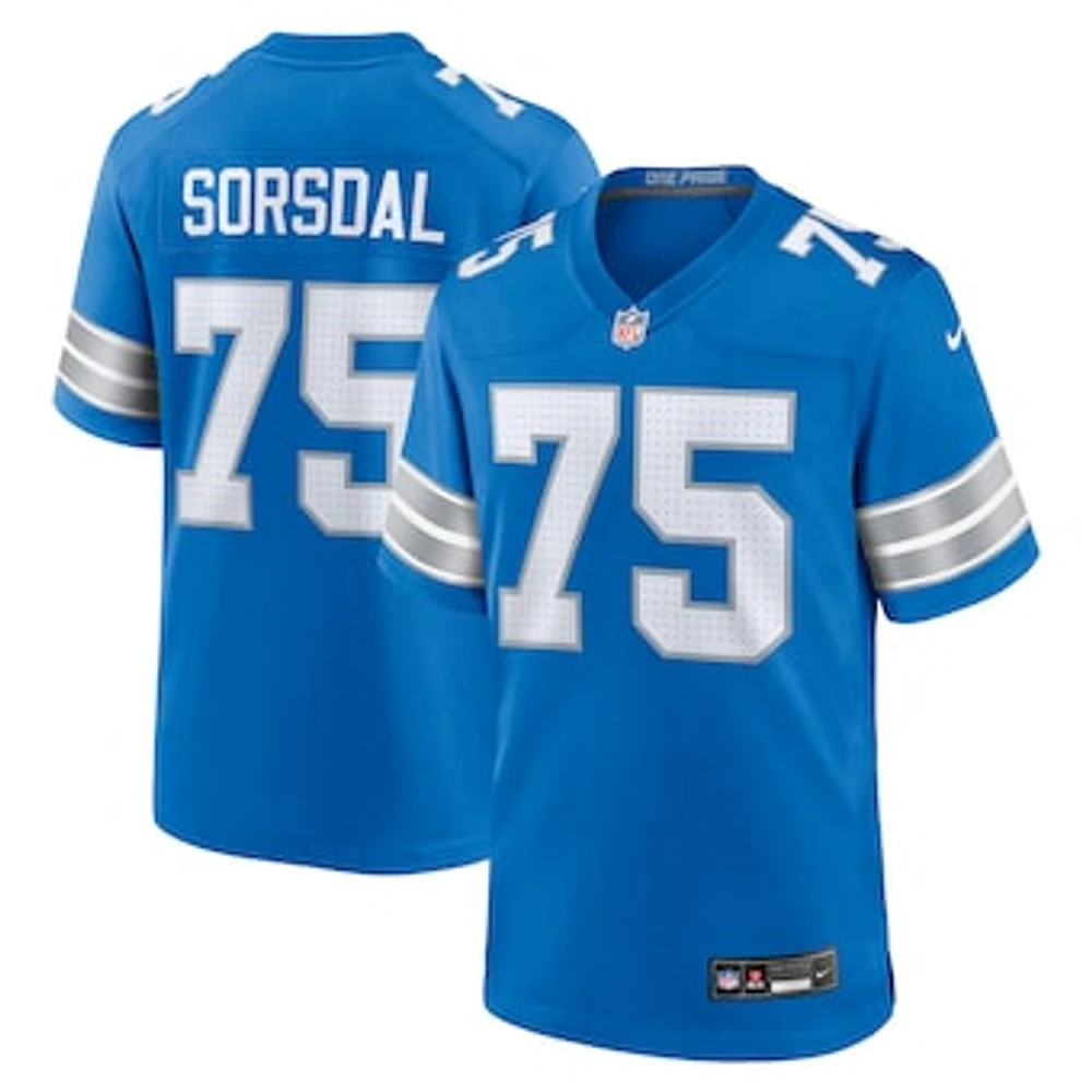 Men's Nike Colby Sorsdal  Blue Detroit Lions Team Game Jersey