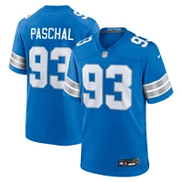 Men's Nike Josh Paschal  Blue Detroit Lions Team Game Jersey