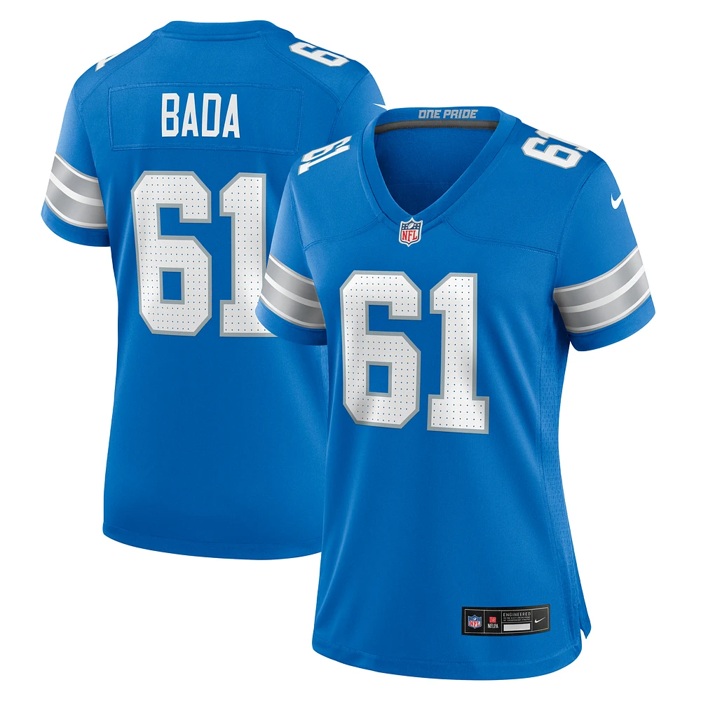 Women's Nike David Bada  Blue Detroit Lions Team Game Jersey