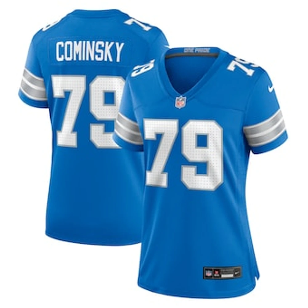 Women's Nike John Cominsky  Blue Detroit Lions Team Game Jersey