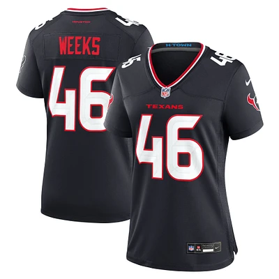 Women's Nike Jon Weeks  Navy Houston Texans Team Game Jersey