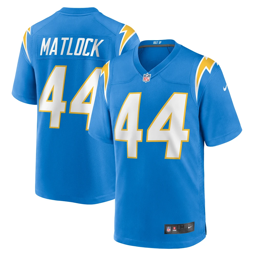 Men's Nike Scott Matlock  Powder Blue Los Angeles Chargers Team Game Jersey