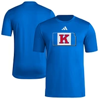 Men's adidas Royal Kansas Jayhawks Basketball State Outline Pre-Game T-Shirt