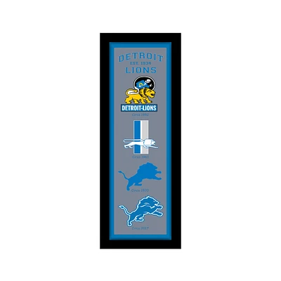 Detroit Lions 8" x 26" Team Logo Heritage Framed Wall Art