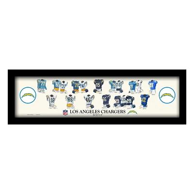 Los Angeles Chargers 12" x 36" Team Uniform Heritage Framed Wall Art