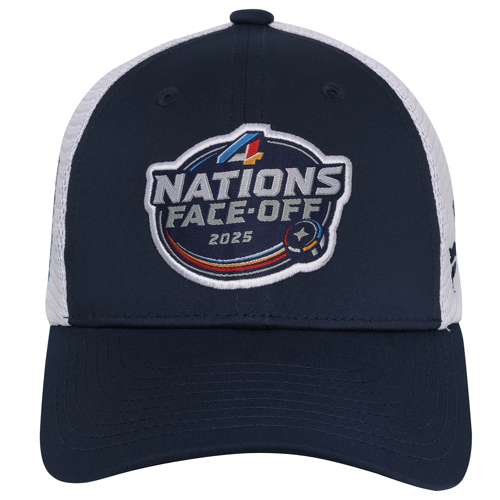 Youth Fanatics Navy/White 2025 4 Nations Face-Off Trucker Adjustable Hat