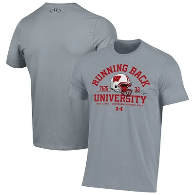 Men's Under Armour Ron Dayne Gray Wisconsin Badgers Running Back T-Shirt